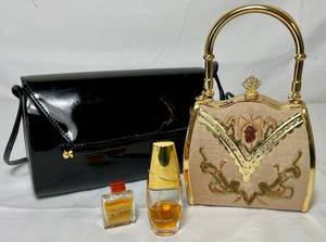 lot 100 image: 2 Evening Clutch Purses and 2 Bottles of Perfume
