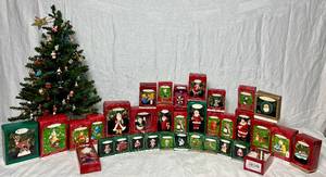 lot 116 image: 35 Hallmark Ornaments and 2ft. Tree full of Miniature Ornaments