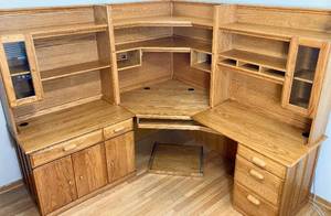 lot 68 image: Corner Desk Unit (3 piece) Upper Units are Removable