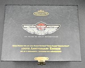 lot 51 image: Harley Davidson 100th Anniversary Edition Serial Number One and 2003 Ultra Classic Electra Glide Ornaments