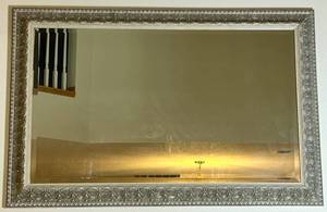 lot 110 image: Vintage Style Silver Framed Wall Mirror 38 H x 2.5 D x 58 L