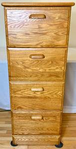 lot 74 image: Creative Ideas 4 Drawer Wooden File Cabinet 55H X 20 W x 23 D
