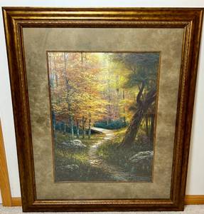 lot 83 image: Large Fall Path Through the Forest Print by Egidio Antonaccio 37 x 43