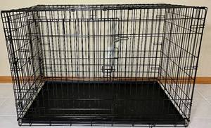 lot 87 image: Double Door Foldable Dog Crate 29.5 W x 48 L x 32 H