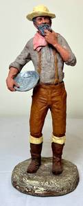 lot 2 image: Vintage Daniel Monfort Placer Miner Western Sculpture Statue 1979
