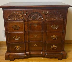 lot 84 image: Chippendale Style Shell Carved Block Front Chest of Drawers