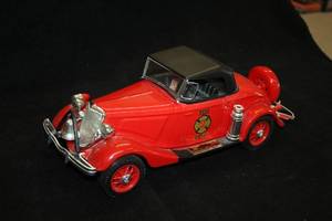 lot 1602 image: James Beam 1934 Ford Fire Chief Kentucky Straight Burbon Whiskey Liquor Bottle