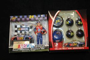 lot 1721 image: Lot of (2) Winners Circle #24 Jeff Gordon DuPont NASCAR Collectible Ornament Sets (in original packaging)