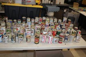 lot 1830 image: Lot of (80) Vintage Beer Cans - Hamms, Schlitz, Coors, Colt45, Fosters, Budweiser, Wisconsin Club and more