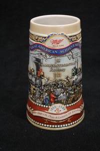 lot 1782 image: Ceramarte (Brazil) Great American Achievements The Carolina Collection Third In A Series Miller High Life 1st Transcontinental Railway 1869 Collectors Beer Tankard 7
