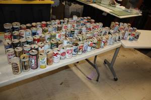 lot 1832 image: Lot of (110) Vintage Beer Cans - Fosters, Hansa Pils, Schmidt, Old Style, Iron City, Red White and Blue, Schmidt Extra Special