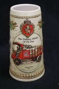 lot 1792 image: Ceramarte (Brazil) The Stroh Brewery Co - Beer Delivery Veicles of the Past - Packard Truck 1913 Collectors Beer Tankard 7-12