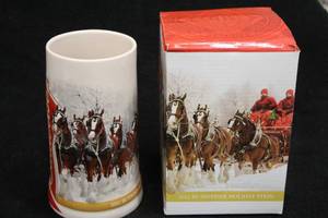 lot 1805 image: Brax Limited Anheuser-Busch Collection 2012 Budweiser Holiday Collectors Beer Tankard 7 with Collectors Box, Certificate of Authenticity