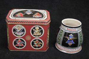lot 1800 image: Ceramarte (Brazil) First in a Series - Historical A & Eagle Series 1872 Edition Collectors Beer Tankard with Collectors Tin