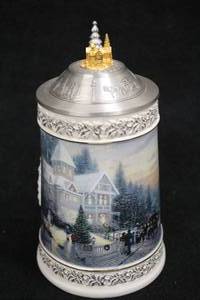 lot 1811 image: Longton Crown Thomas Kinkade Home For The Holidays Collection Limited Edition Authentic Issue 1997 Victorian Christmas #A1203 Collectors Beer Stein 7-12 with Certificate of Authenticity