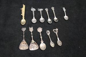 lot 1828 image: Lot of (11) Assorted Collectors Spoons - Queen Mary, Spruce Goose, Rolex, Capistrano, Door County and more
