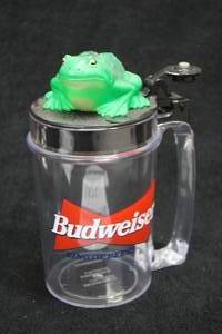 lot 1825 image: Plastic Budweiser Mug with Frog Lid