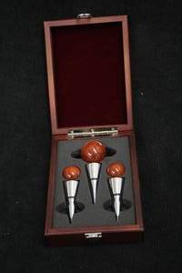 lot 1824 image: Bottle Topper Set 3-piece with Display Case