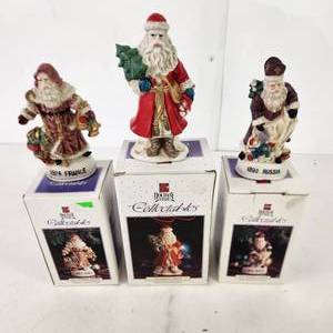 Lot Of Three Holiday Collectables Porcelain Figurines 1892 Russia 1924 France And Victorian Santa