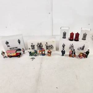 Lot Of Five Department 56 Accessories Popcorn Cart 2 Figures Carolers Chestnut Cart And More
