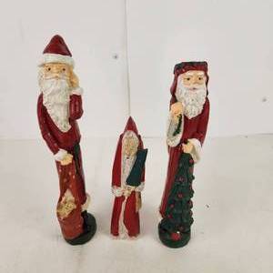 Lot Of Three Santas For Decoration One Is A Candle Holder