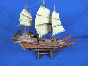 lot 164 image: Vintage Asian Sail Ship 18x 19x 6