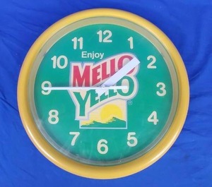 lot 174 image: Rare Original Vintage 1980s Mello Yello Soda Pop 14 Clock Sign