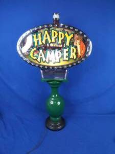 lot 183 image: One of a Kind Happy Camper Lamp 34x 16