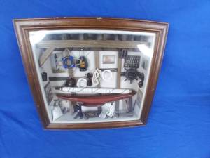 lot 248 image: Nautical Shadow Box Diorama Boat Decor Fishing Cabin Decor Man Cave Decoration 15x 14