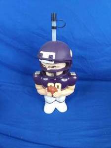 lot 250 image: Vintage Minnesota Vikings Football Action Figure Plastic Bottle Flask NFL 3-D Big Sipper