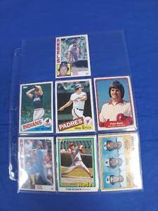 lot 261 image: Sheet of Vintage MLB Baseball Cards From the 1980s and 1990s Rose, Blyleven, Seaver, Etc.
