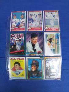 lot 253 image: Sheet of Vintage MLB Baseball Cards From The 1980s and 1990s Alomar, Clemens, Ryan, and Others