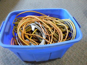Tote Full of Assorted Extension Cords