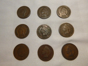 9 Indian Head Pennies