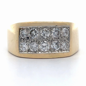 1.00 Carat Natural Diamond Double Row Rectangular Bezel Ring in 14k Yellow Gold $4,000 Retail