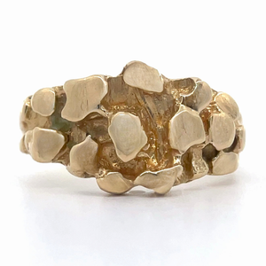 Gents Rugged Gold Nugget Ring in 14k Yellow Gold $1,575 Retail