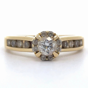 Natural Diamond Round Halo Channel Ring in 14k Yellow Gold $1,799 Retail VIDEO