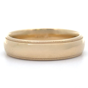 Bright Shine & Textured Edge Wedding Band in 14k Yellow Gold