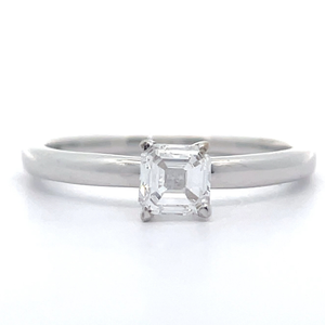 Asscher Cut 0.50 Carat Diamond Solitaire Ring in 14k White Gold