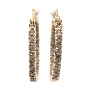 1 Carat Fancy Brown Diamond Inside Out Hoop Earrings in Yellow Gold