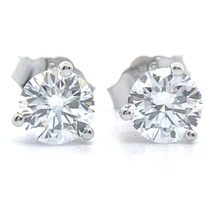 Classic Solitaire 1 Carat Diamond Stud Earrings in 14k White Gold VIDEO