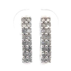 0.33 Carat Diamond U-Shaped Oblong Hoop Earrings in White Gold