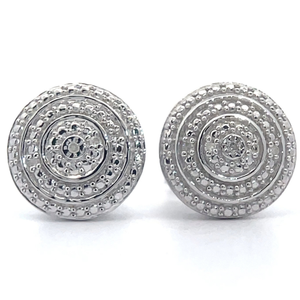 Diamond Concentric Halo Button Stud Earrings VIDEO