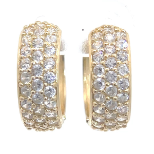 Sparkling Cubic Zirconia Huggie Hoop Earrings in 14k Yellow Gold