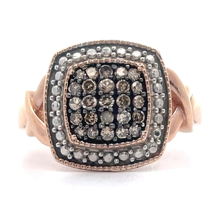 Fancy Brown Diamond Square Cluster Infinity Symbol Ring