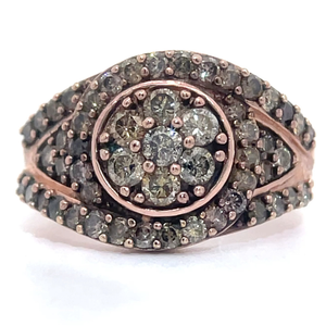 0.50 Carat Fancy Brown Diamond Cluster Flower Swirl Tapered Ring VIDEO