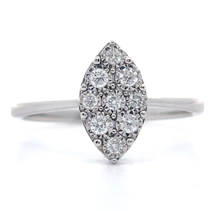 Pav�Diamond Leaf Ring in 14k White Gold VIDEO