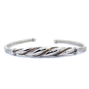 0.38 Carat Fancy Cognac Diamond Twisted Croissant Open Bangle Cuff