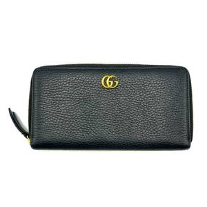 GUCCI Black GG Marmont Leather Round Zipper Long Wallet - Authentic $600 Retail