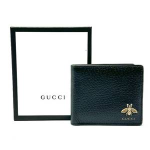 GUCCI Black Leather Bee Bifold Wallet with Box - Authentic $550 Retail